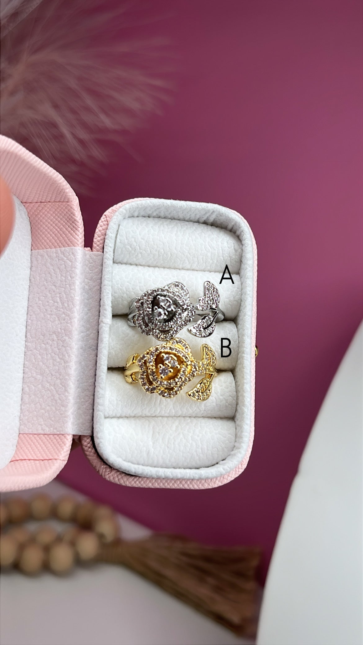 Sortija Rosa Oro y Plata