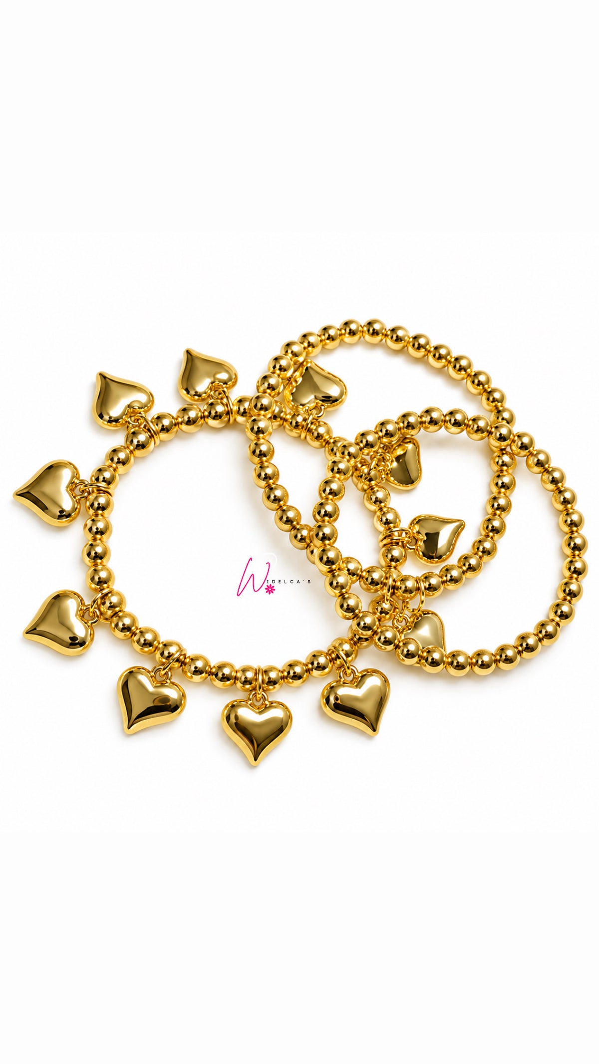 Pulsera Elástica Corazón Oro