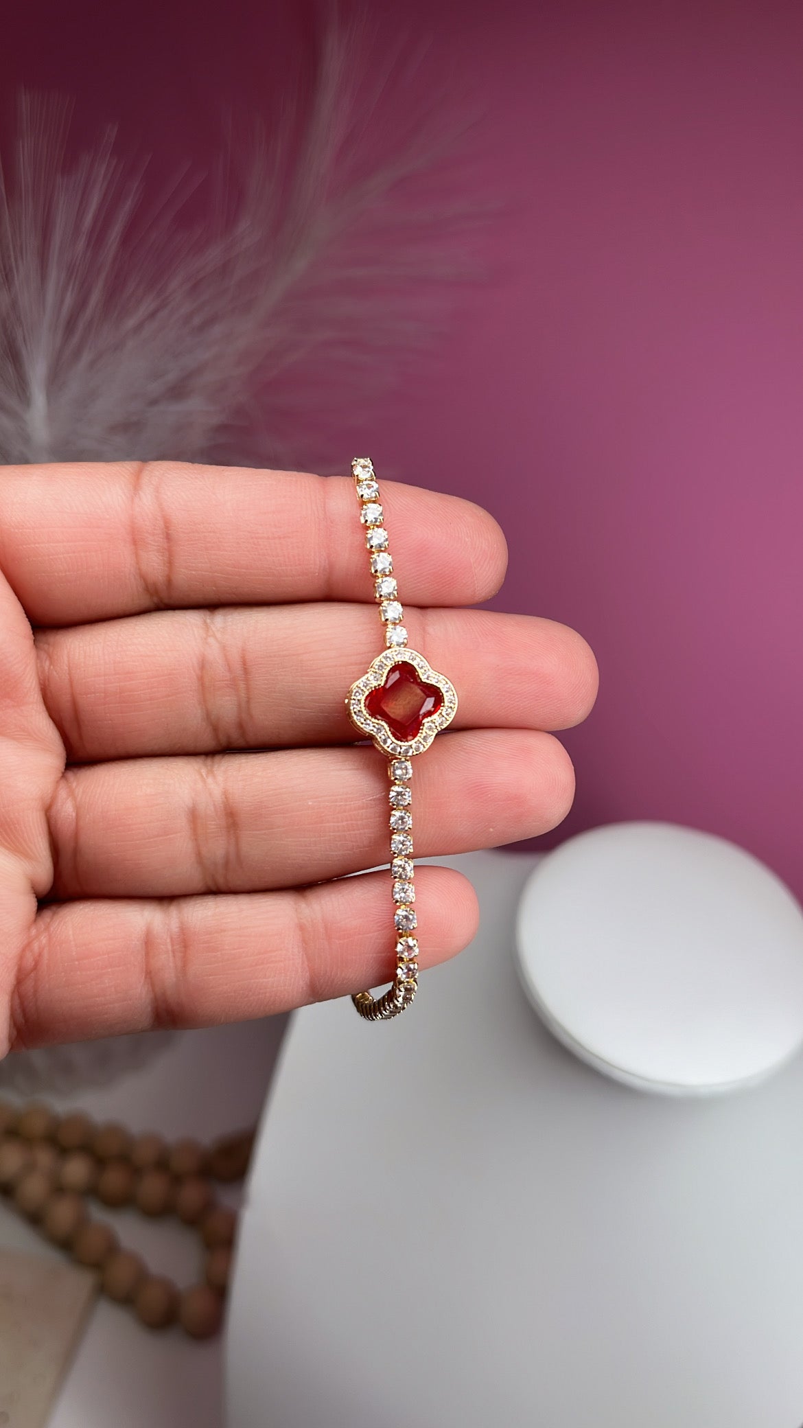 Pulsera Van Roja con Brillo