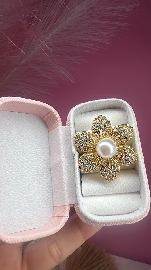 Sortija Flor Con Perla