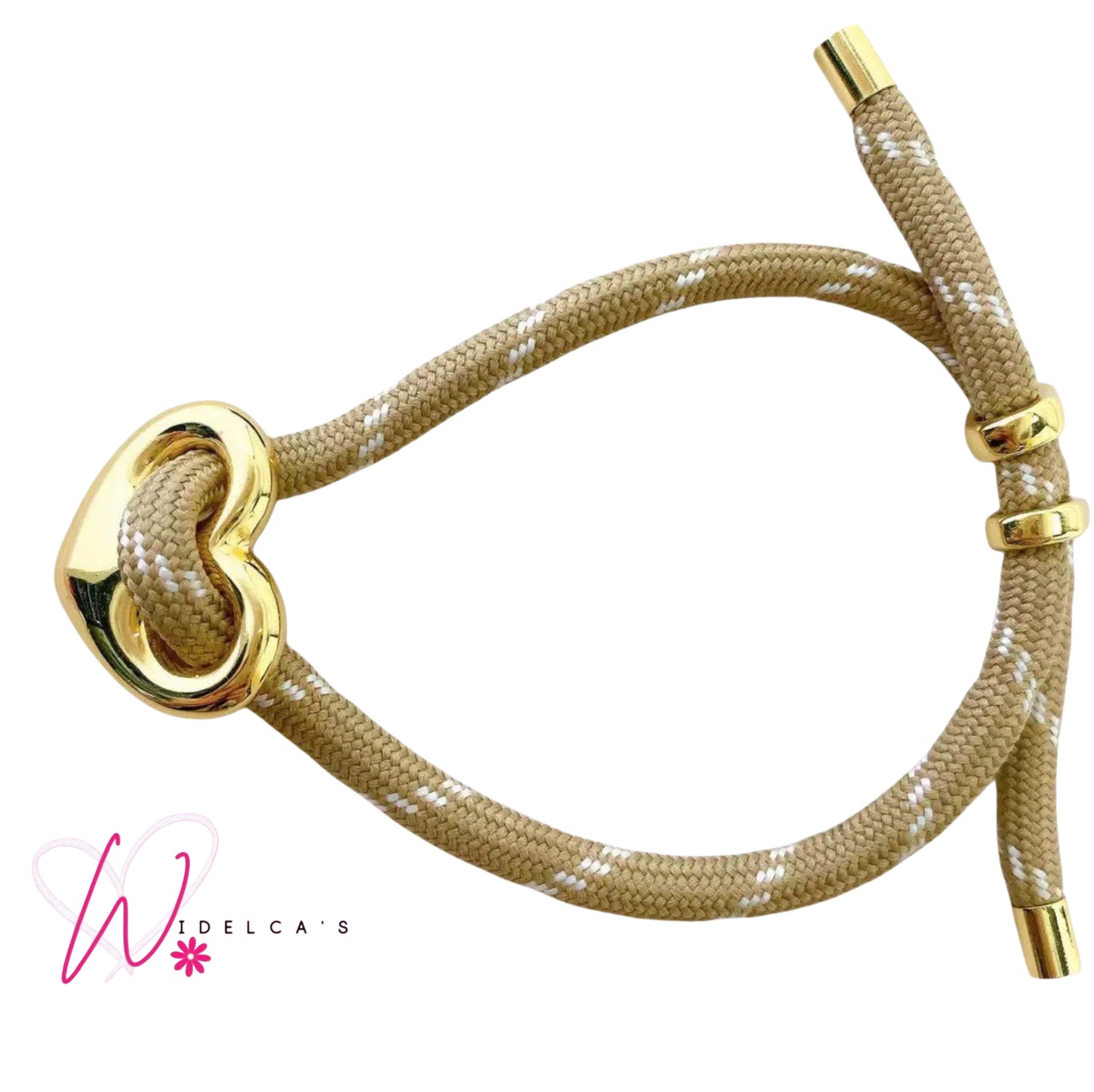 Pulsera Soga Corazon Crema