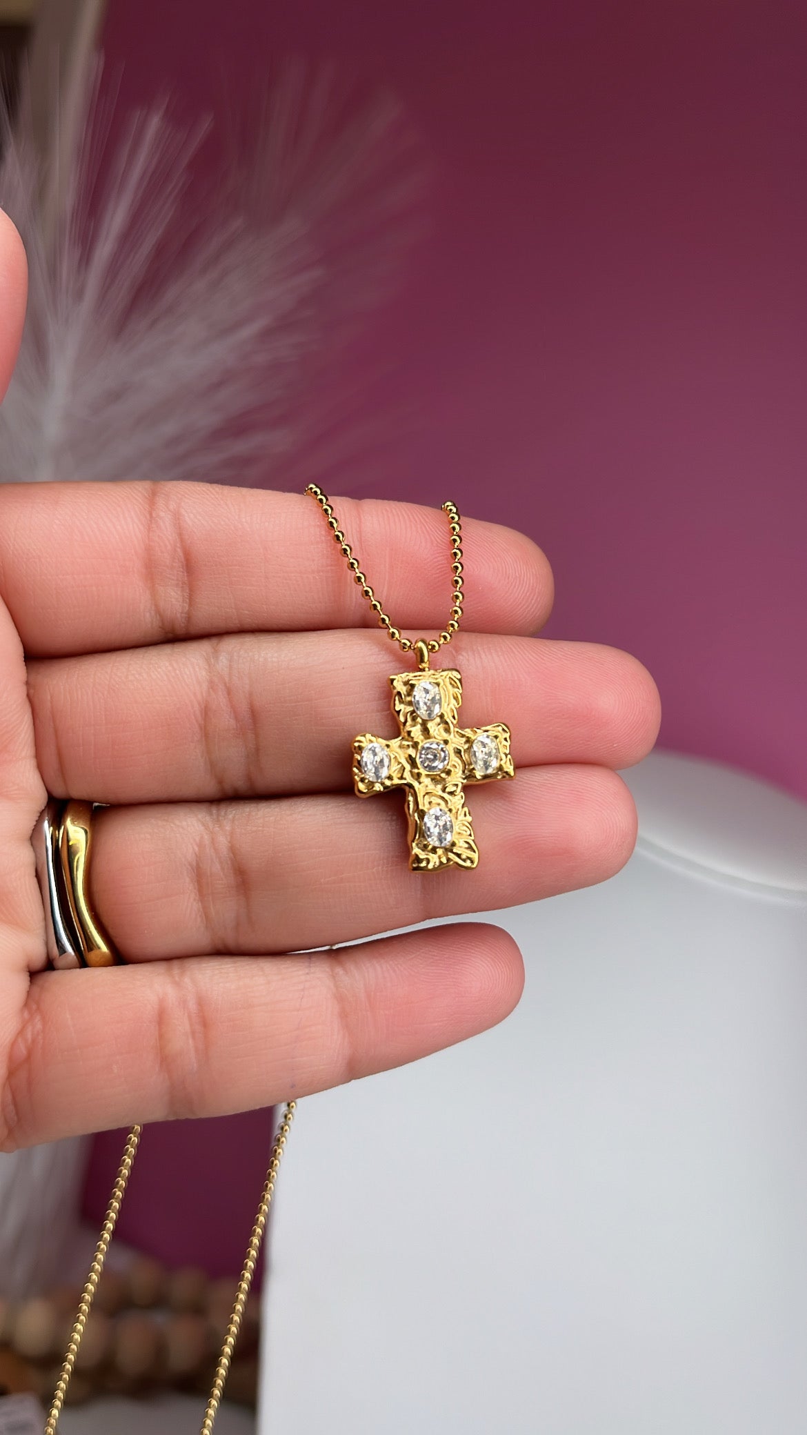 Necklace Cruz Zirconia Clear