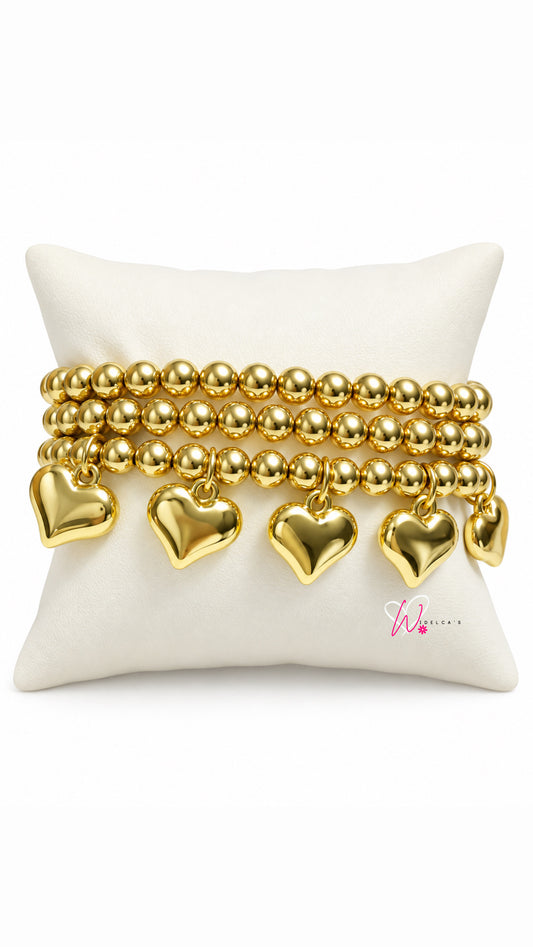 Pulsera Elástica Corazón Oro