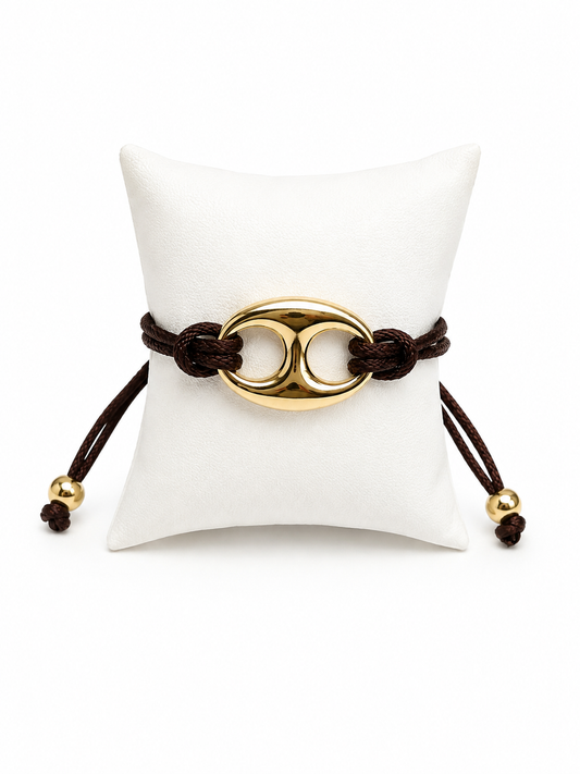 Pulsera GG Marrón doble