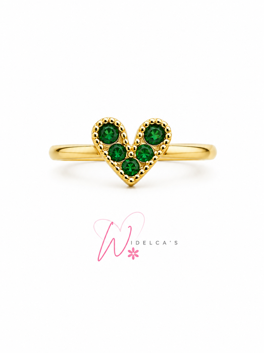 Sortija corazón verde