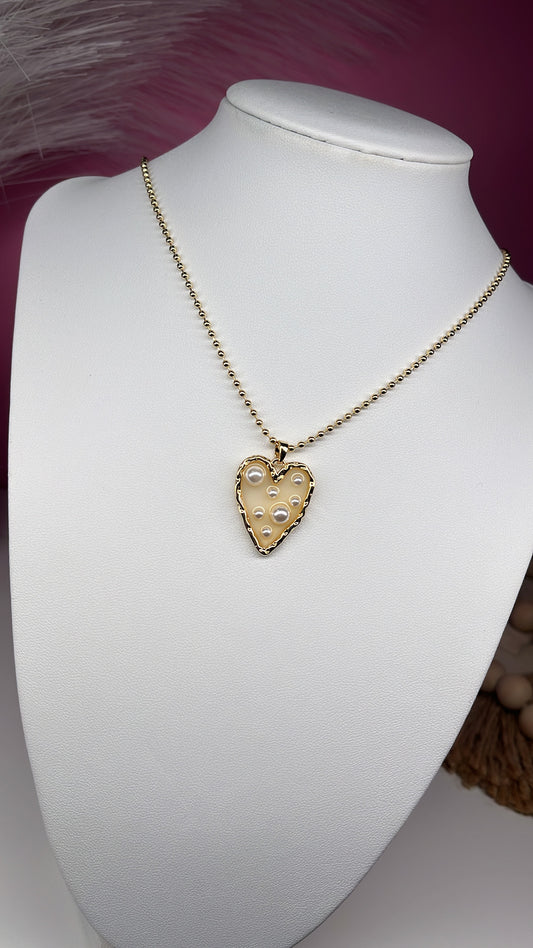 Necklace corazón &perlas