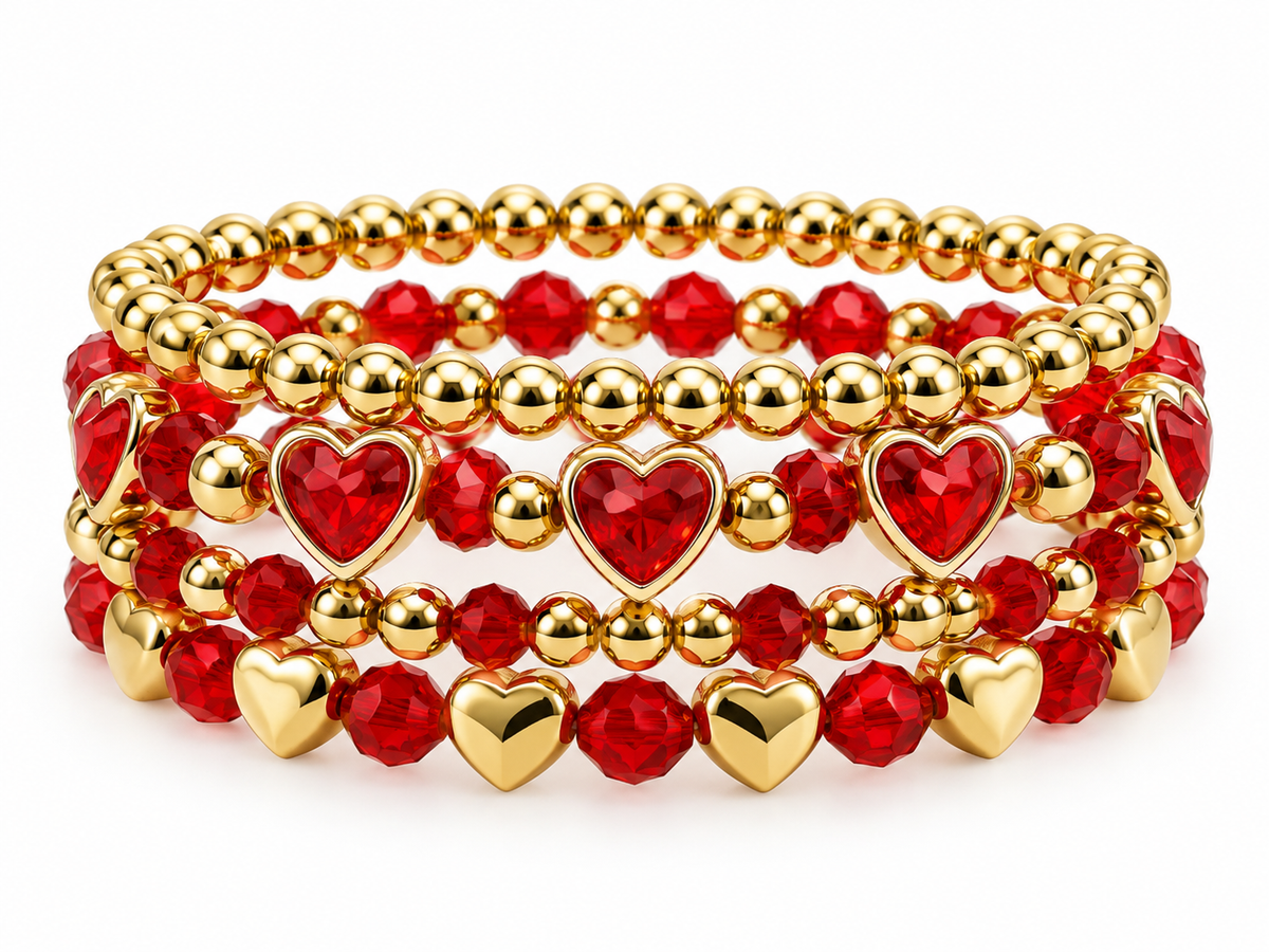 Pulsera Elástica Corazón Roja