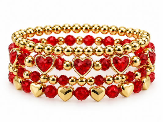 Pulsera Elástica Corazón Roja