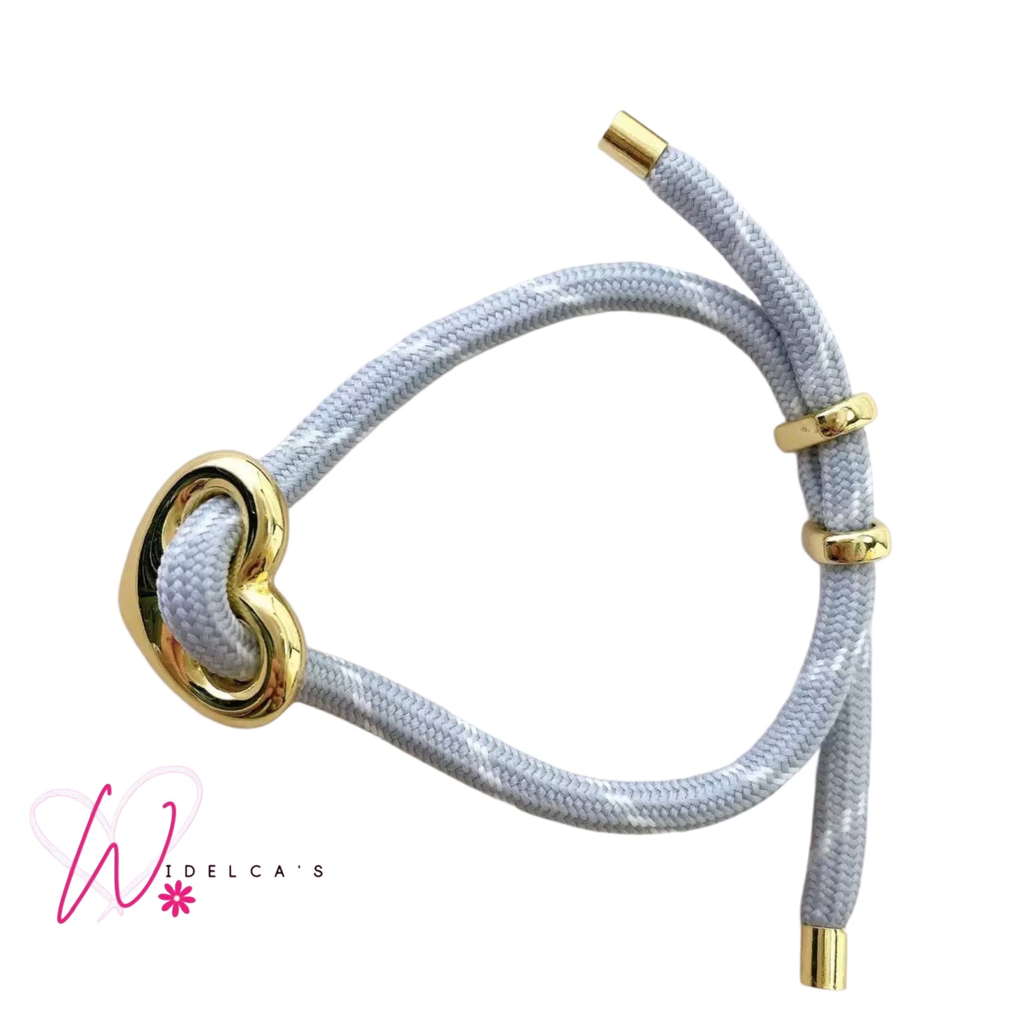 Pulsera Soga Corazon Gris