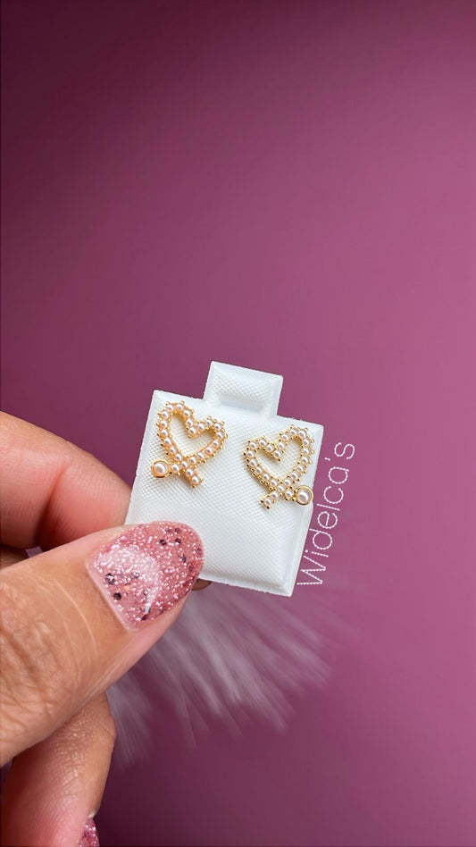 Arete Corazón Con Perlas