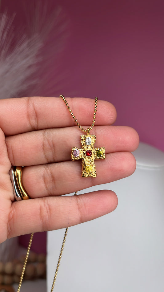 Necklace Cruz Zirconia Colores