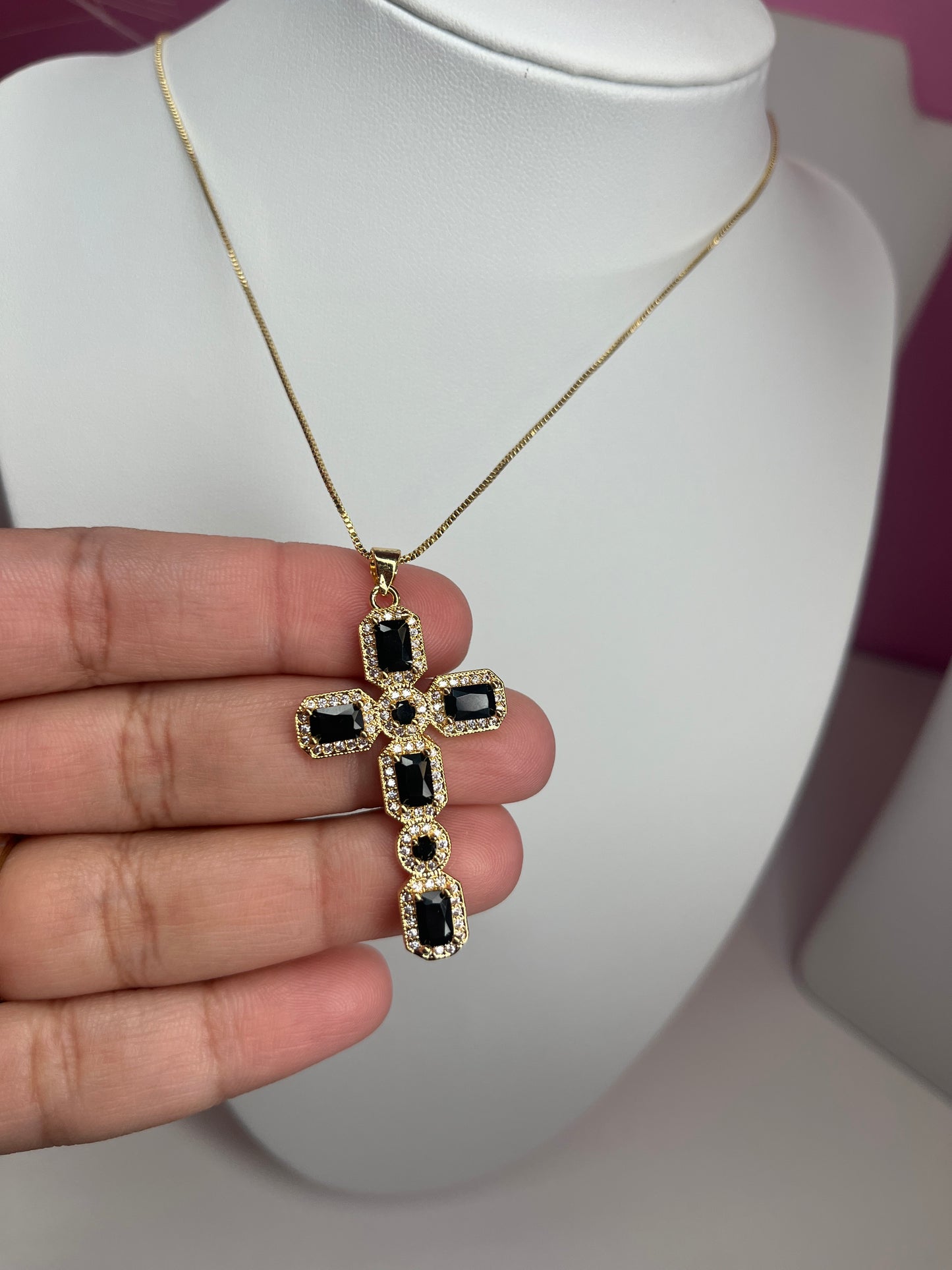 Necklace Cross Black