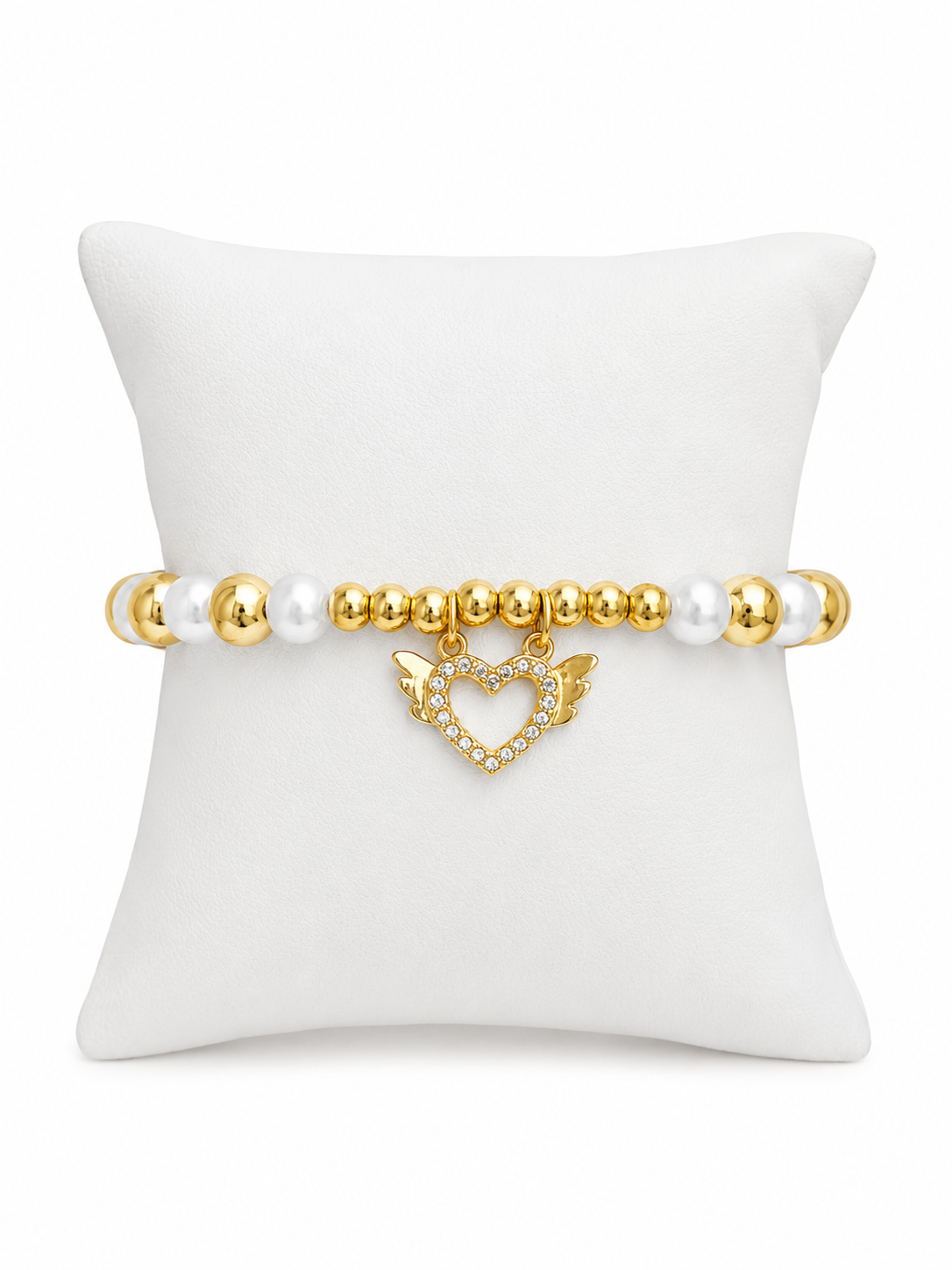 Pulsera Elástica Perla y Oro