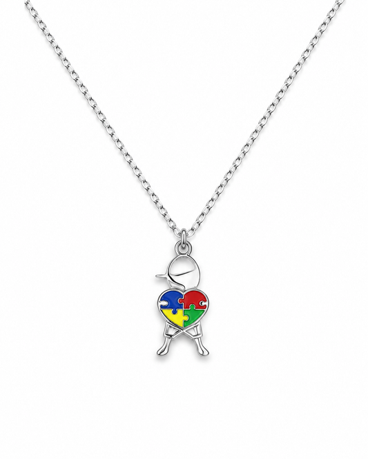 Collar Niño Puzzle Plateado
