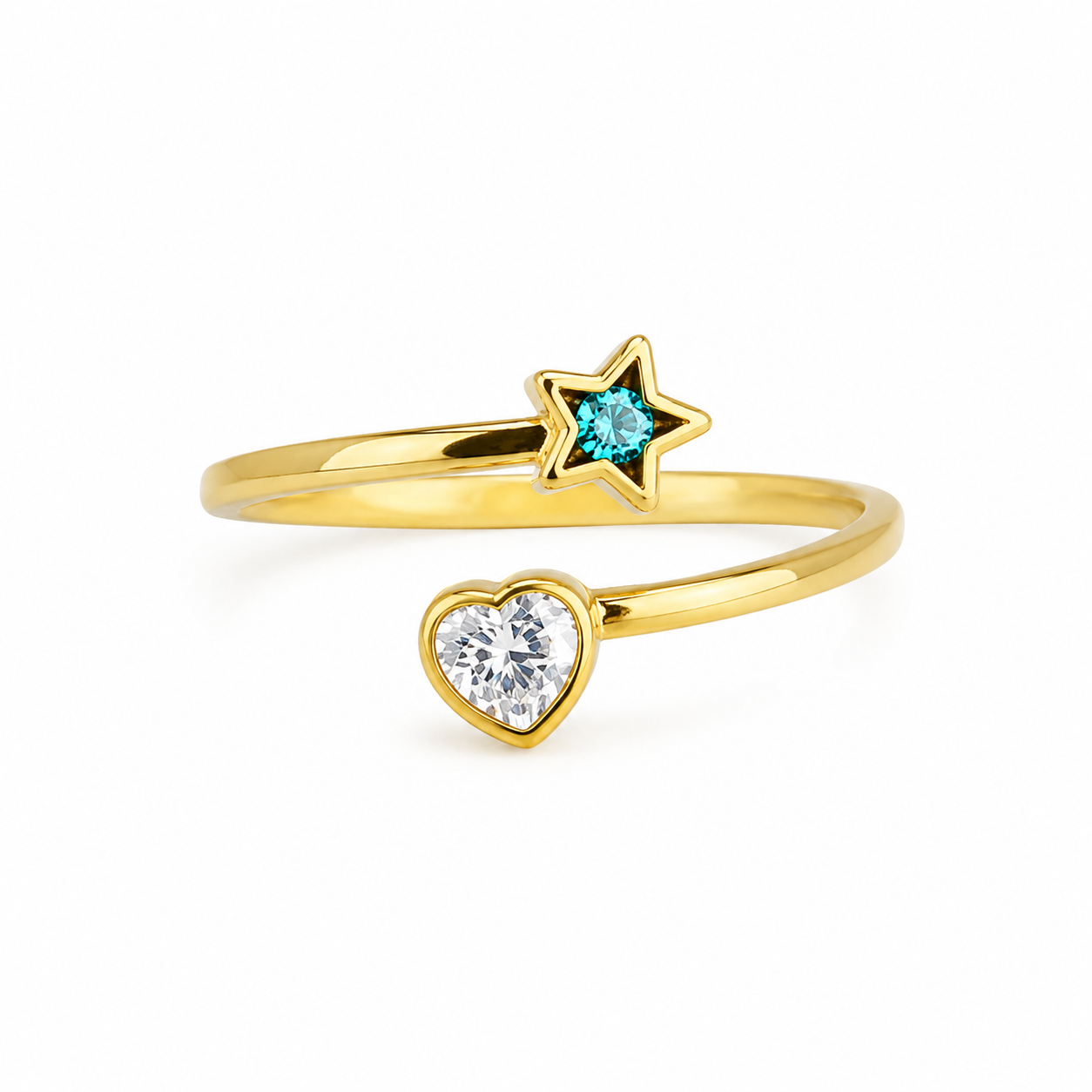 Sortija Estrella y corazón azul