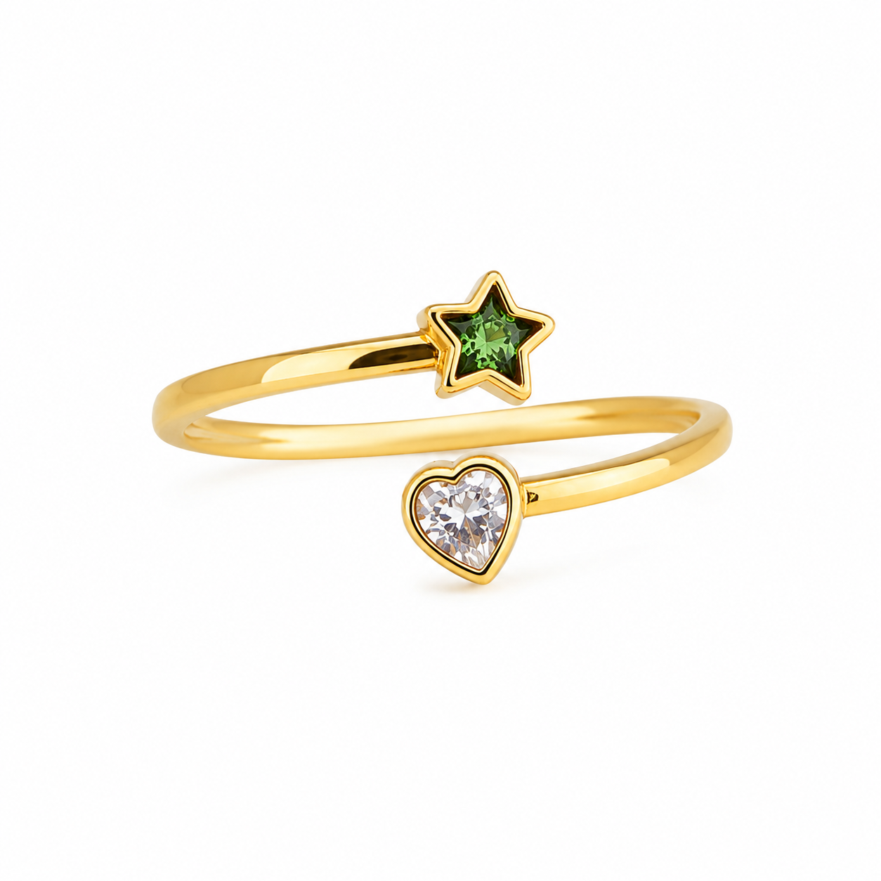 Sortija Estrella y Corazón Verde