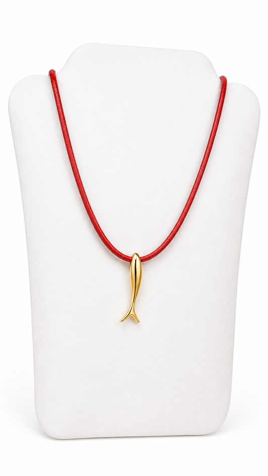 Collar Pez Cuero Rojo