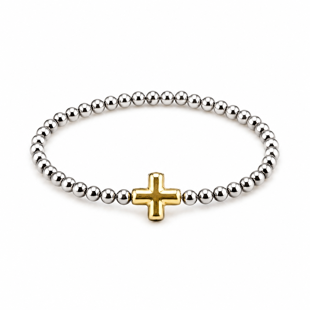 Pulsera Cruz Oro y Plata