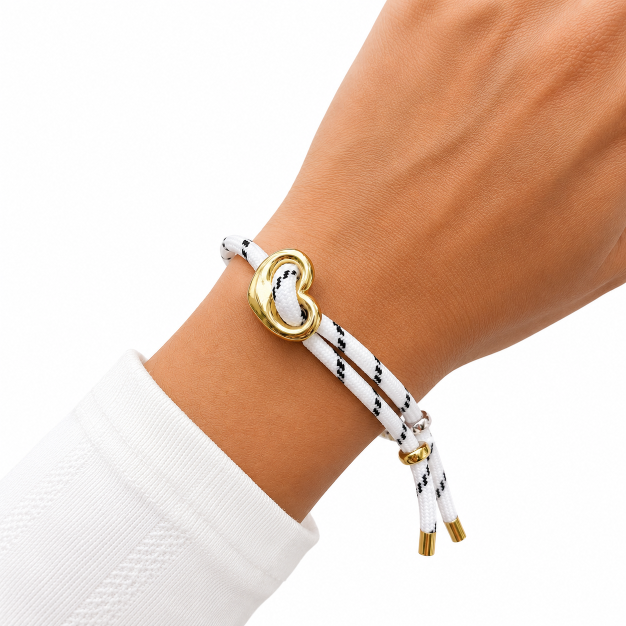 Pulsera Soga Corazon Blanca