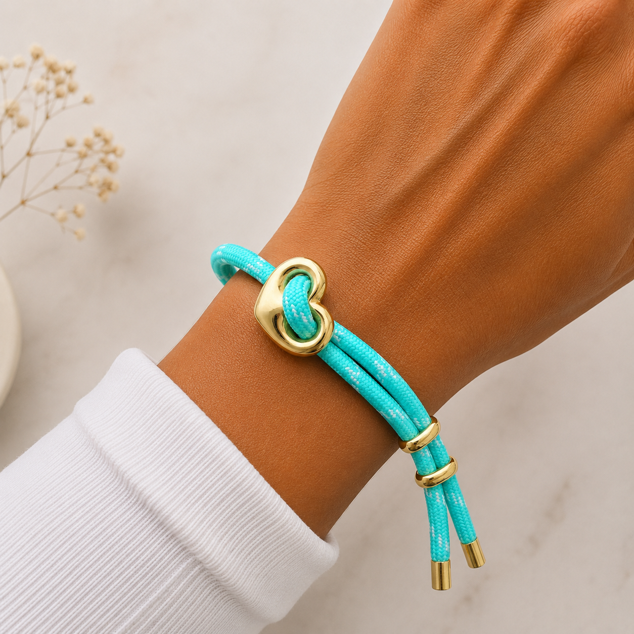 Pulsera Soga Corazon Turquesa