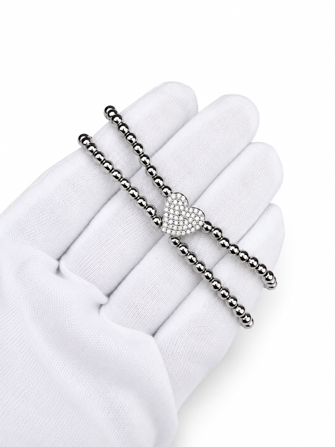 Pulsera corazón doble plata