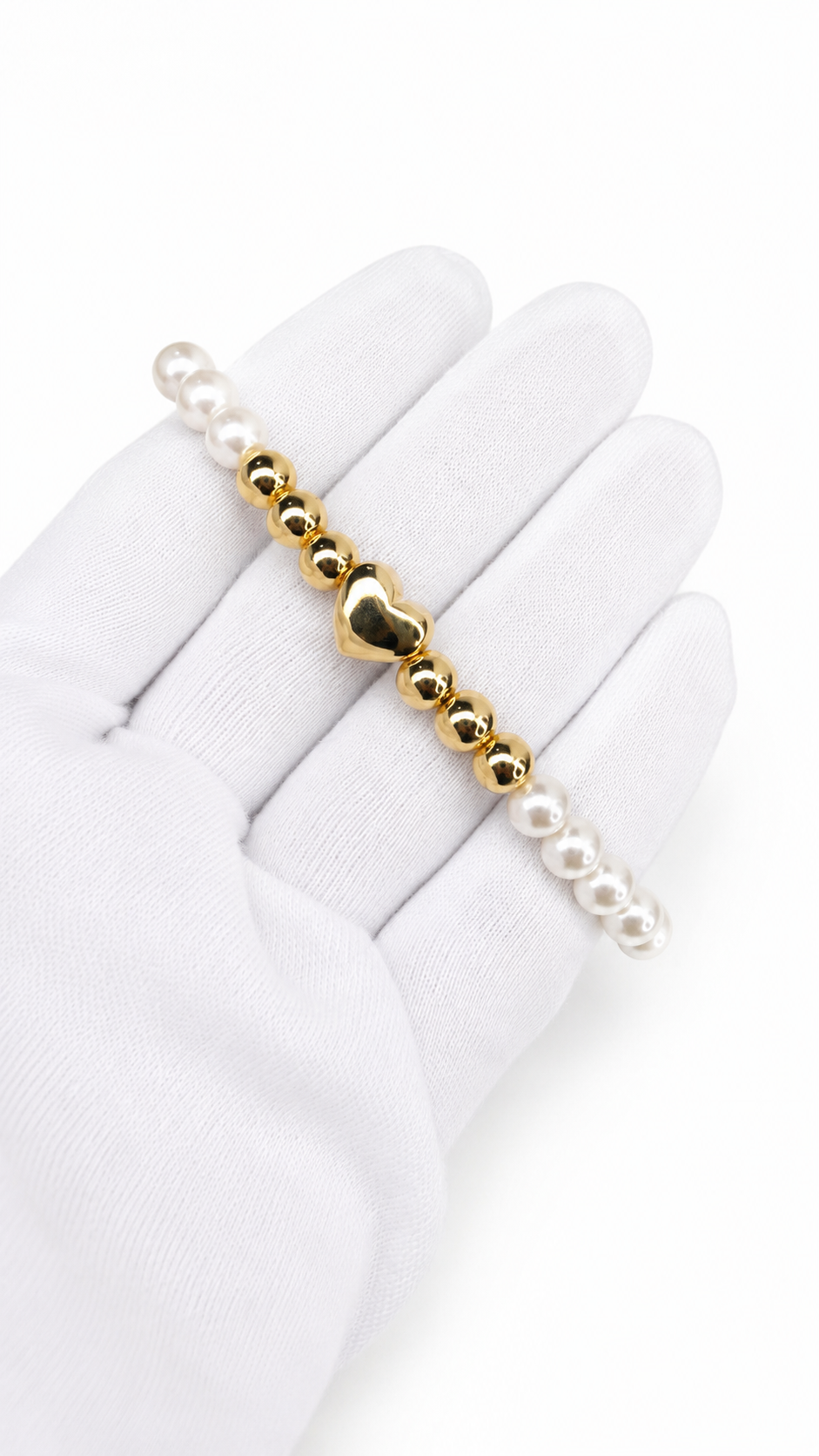 Pulsera corazón perla y oro