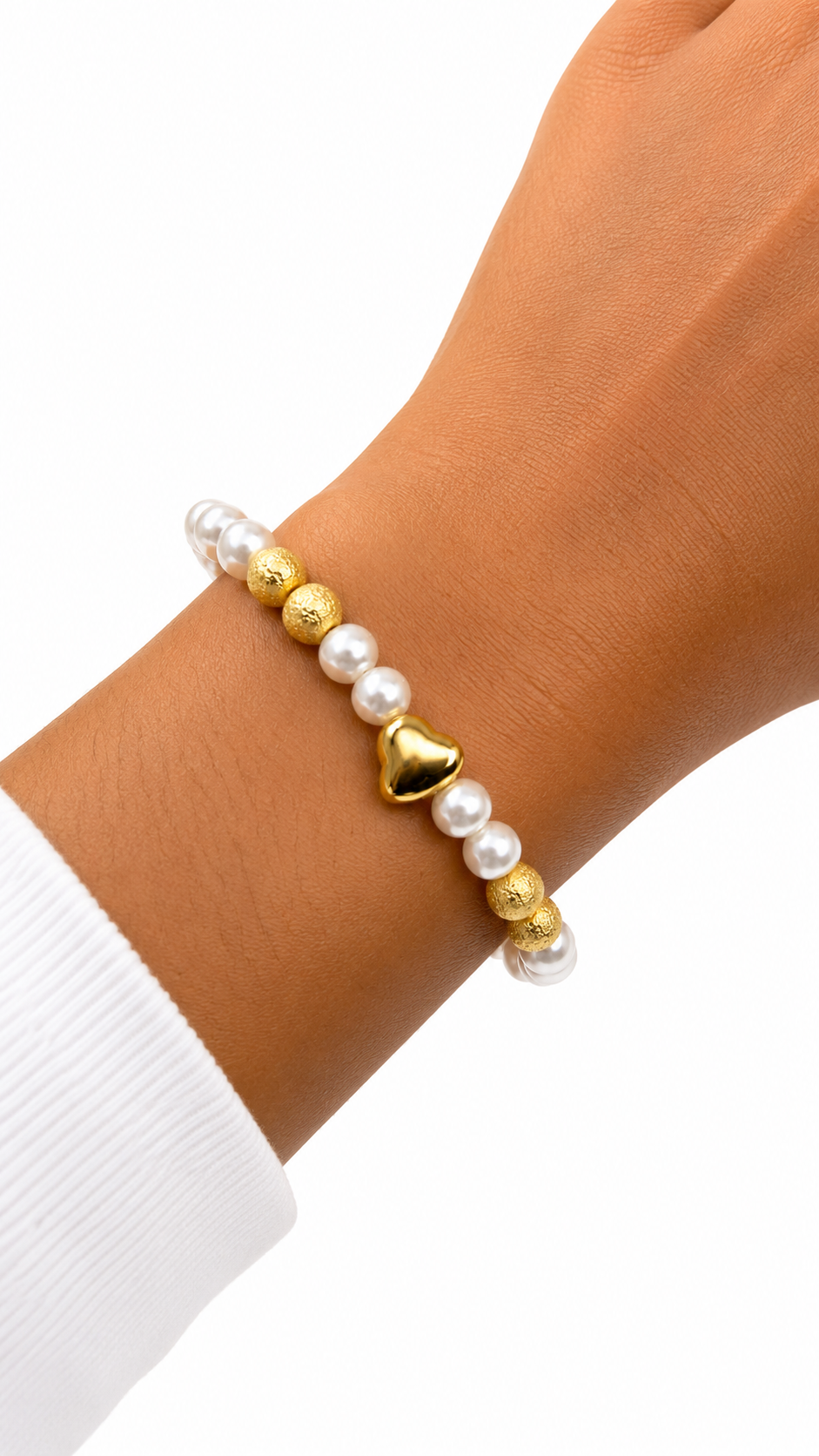 Pulsera Corazón Perla y Oro