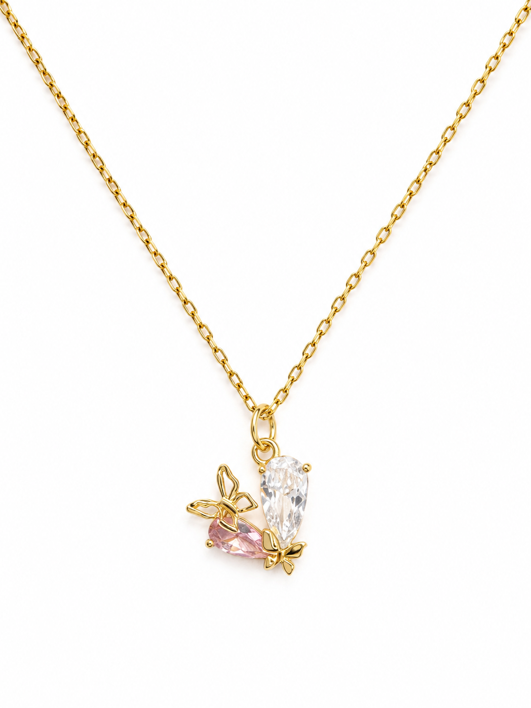Necklace Butterfly Corazón Rosa
